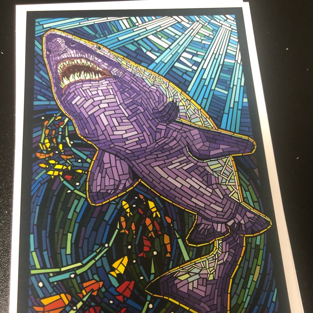 Lantern Press, Shark, Paper Mosaic , Postcard